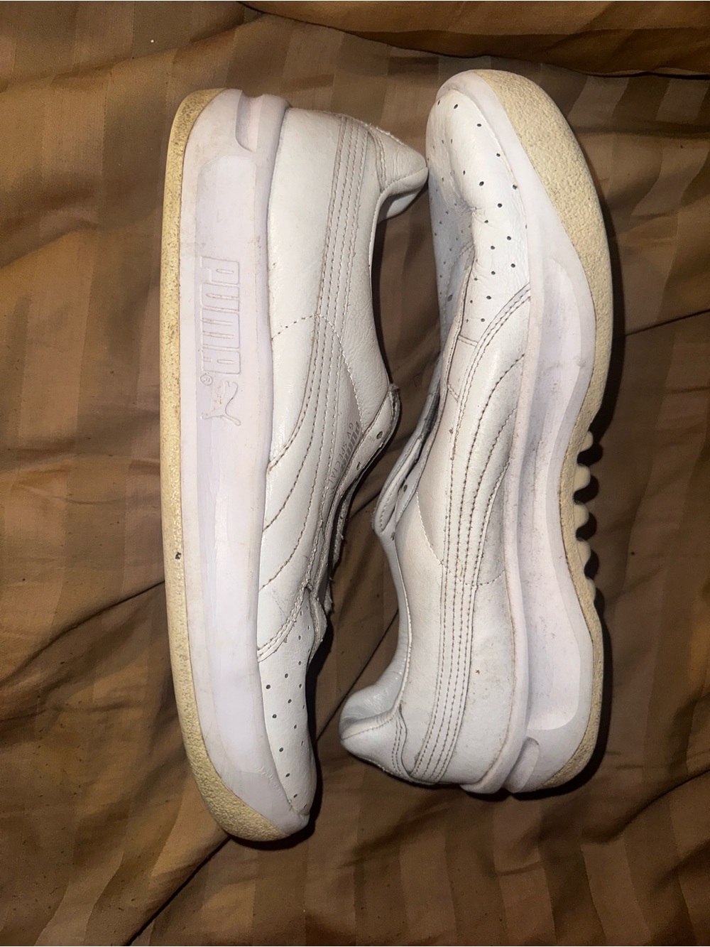 Puma Men’s White Leather Low-Top Sneakers